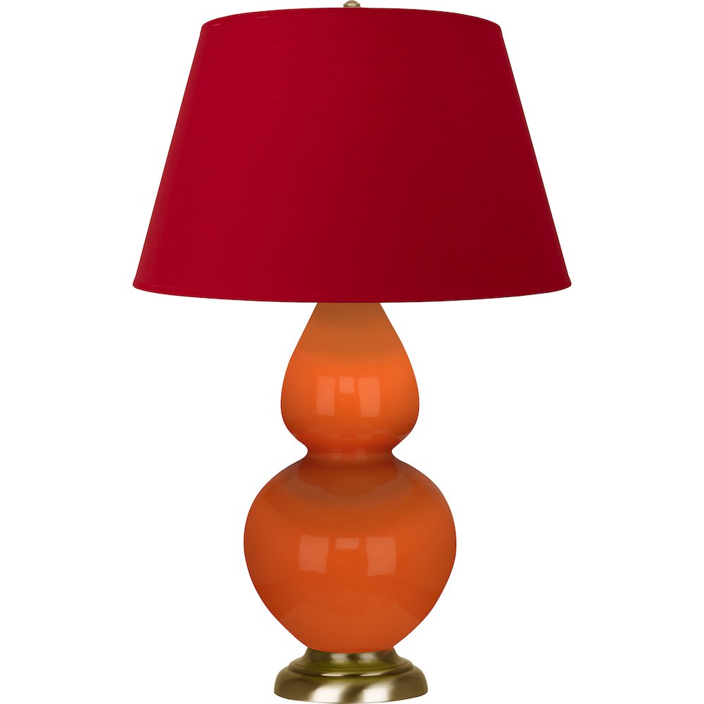 Pumpkin Double Gourd Table Lamp in Pumpkin Glazed Ceramic Color. Picture 1