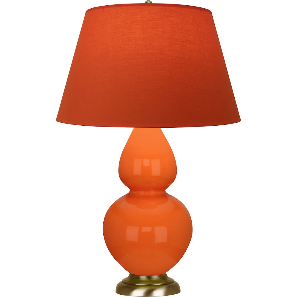 Pumpkin Double Gourd Table Lamp in Pumpkin Glazed Ceramic Color. Picture 1