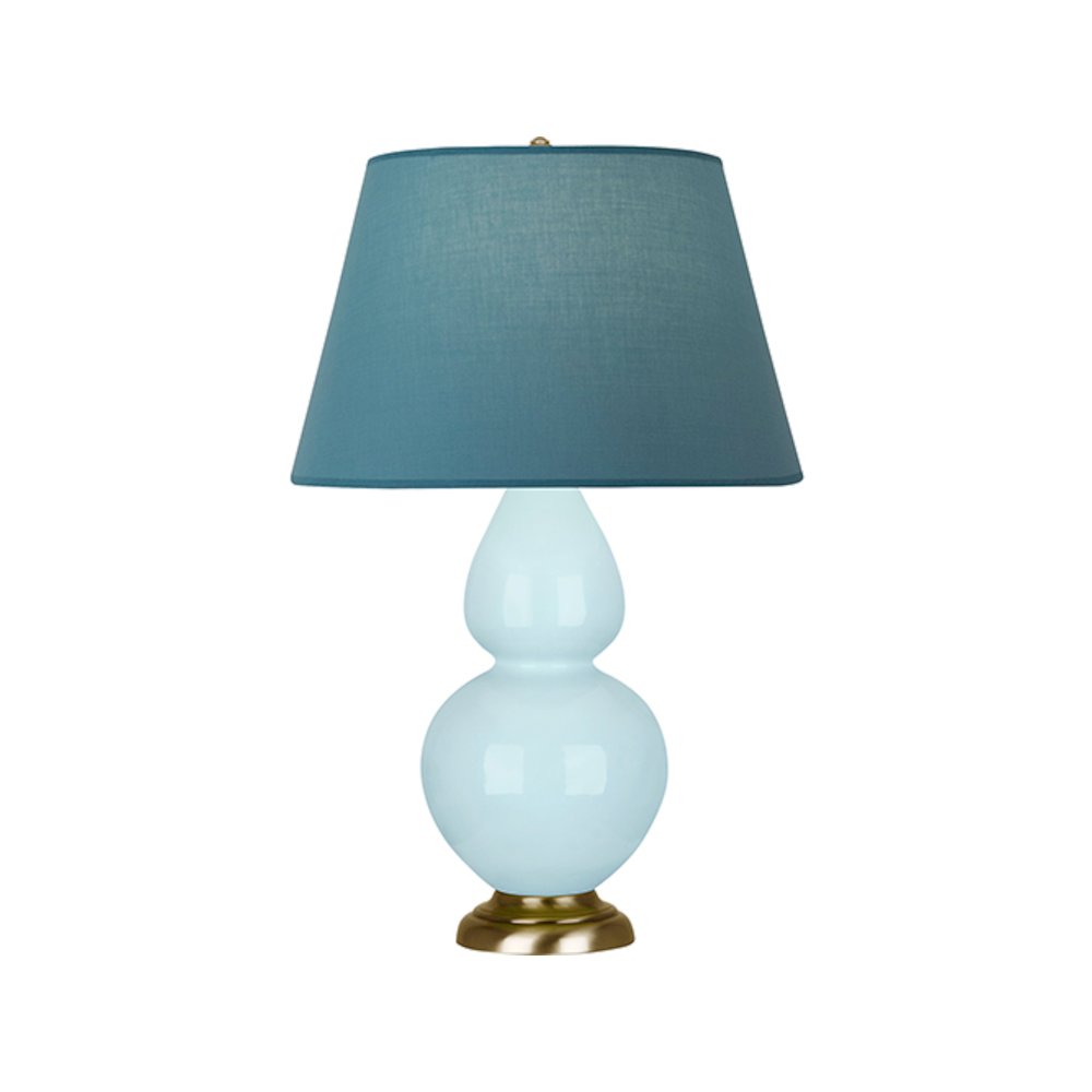 Baby Blue Double Gourd Table Lamp in Baby Blue Glazed Ceramic Color. Picture 1