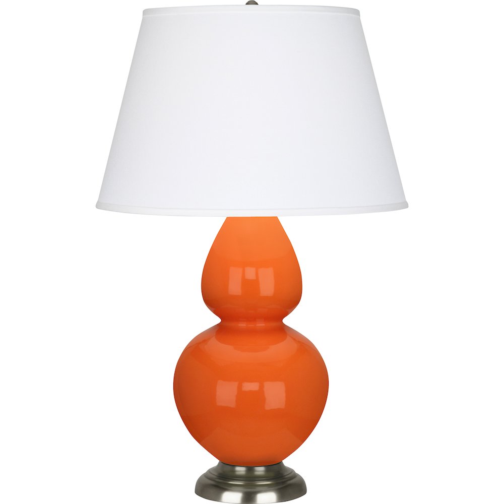 Pumpkin Double Gourd Table Lamp in Pumpkin Glazed Ceramic Color. Picture 1