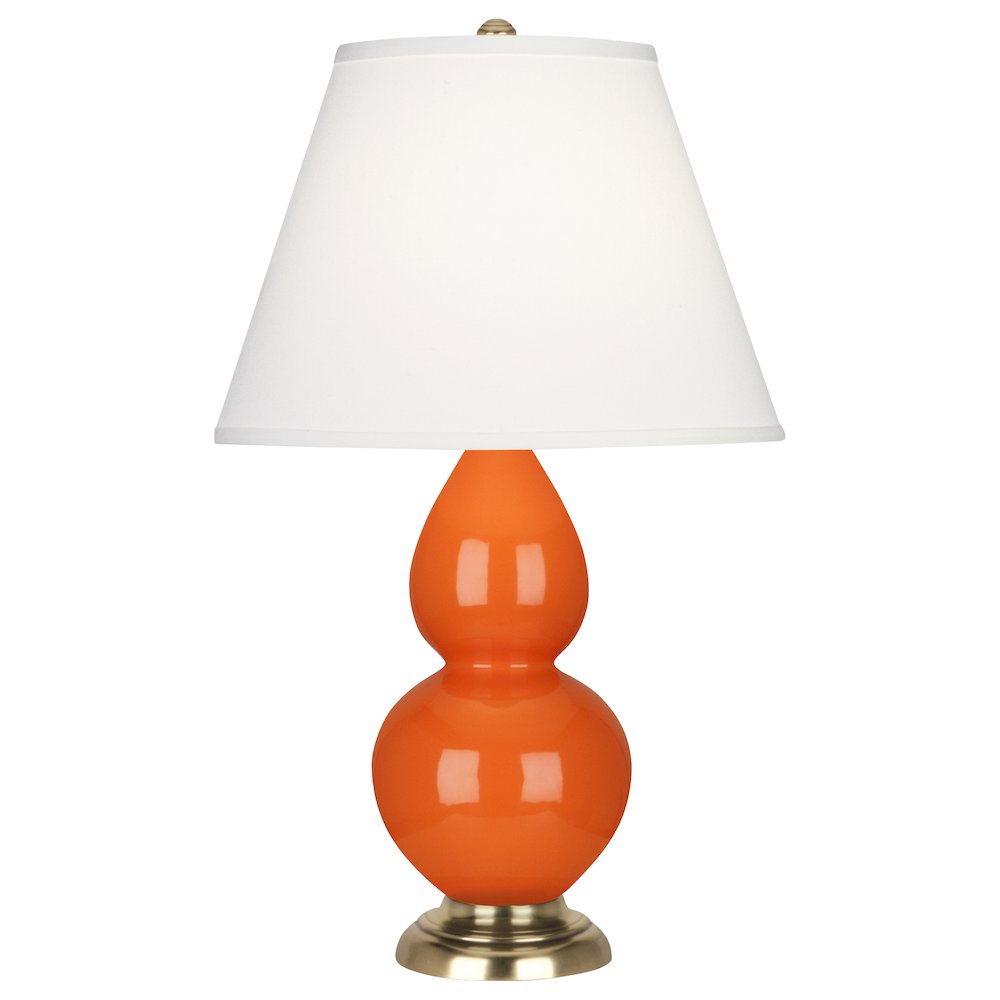 Pumpkin Small Double Gourd Accent Lamp in Pumpkin Glazed Ceramic Color. Picture 1