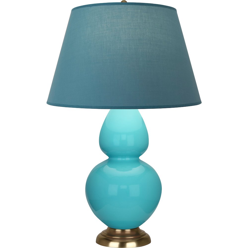 Egg Blue Double Gourd Table Lamp in Egg Blue Glazed Ceramic Color. Picture 1