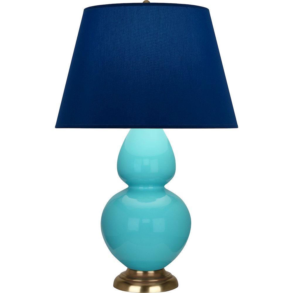 Egg Blue Double Gourd Table Lamp in Egg Blue Glazed Ceramic Color. Picture 1