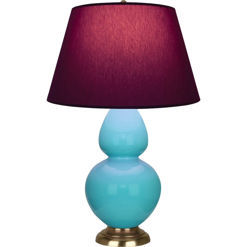 Egg Blue Double Gourd Table Lamp in Egg Blue Glazed Ceramic Color. Picture 1