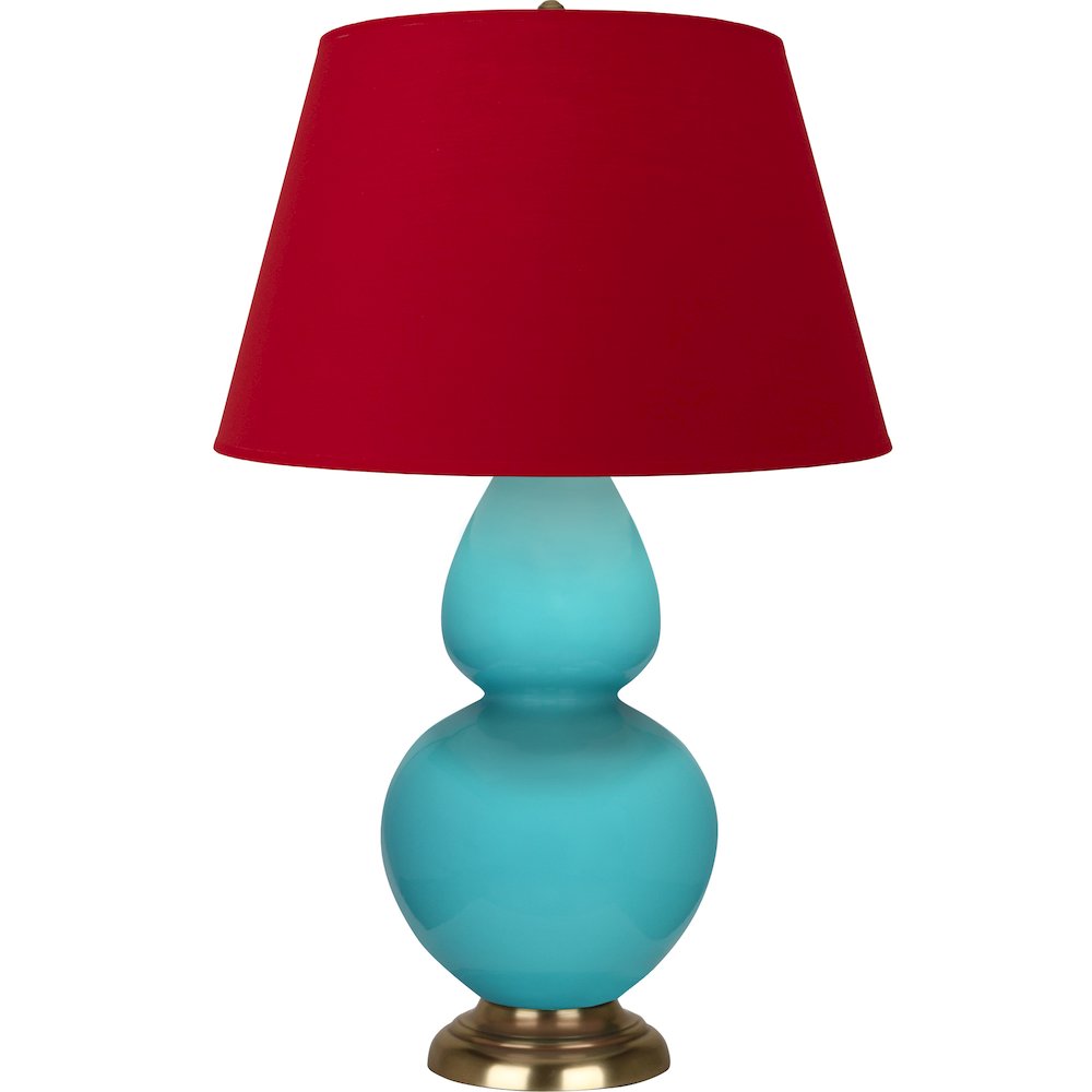 Egg Blue Double Gourd Table Lamp in Egg Blue Glazed Ceramic Color. Picture 1