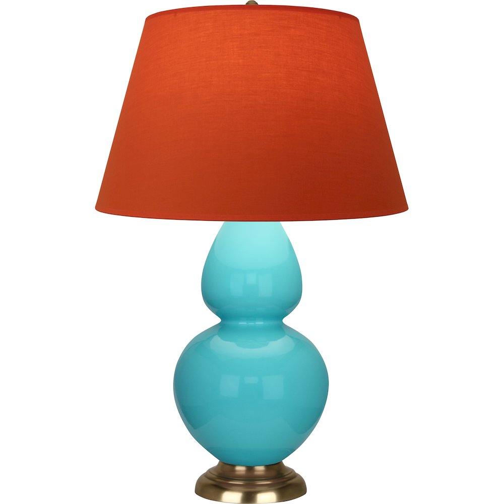 Egg Blue Double Gourd Table Lamp in Egg Blue Glazed Ceramic Color. Picture 1