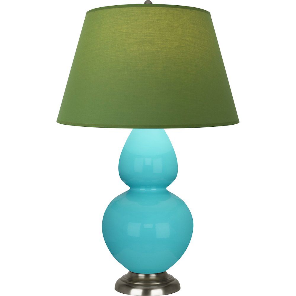 Egg Blue Double Gourd Table Lamp in Egg Blue Glazed Ceramic Color. Picture 1