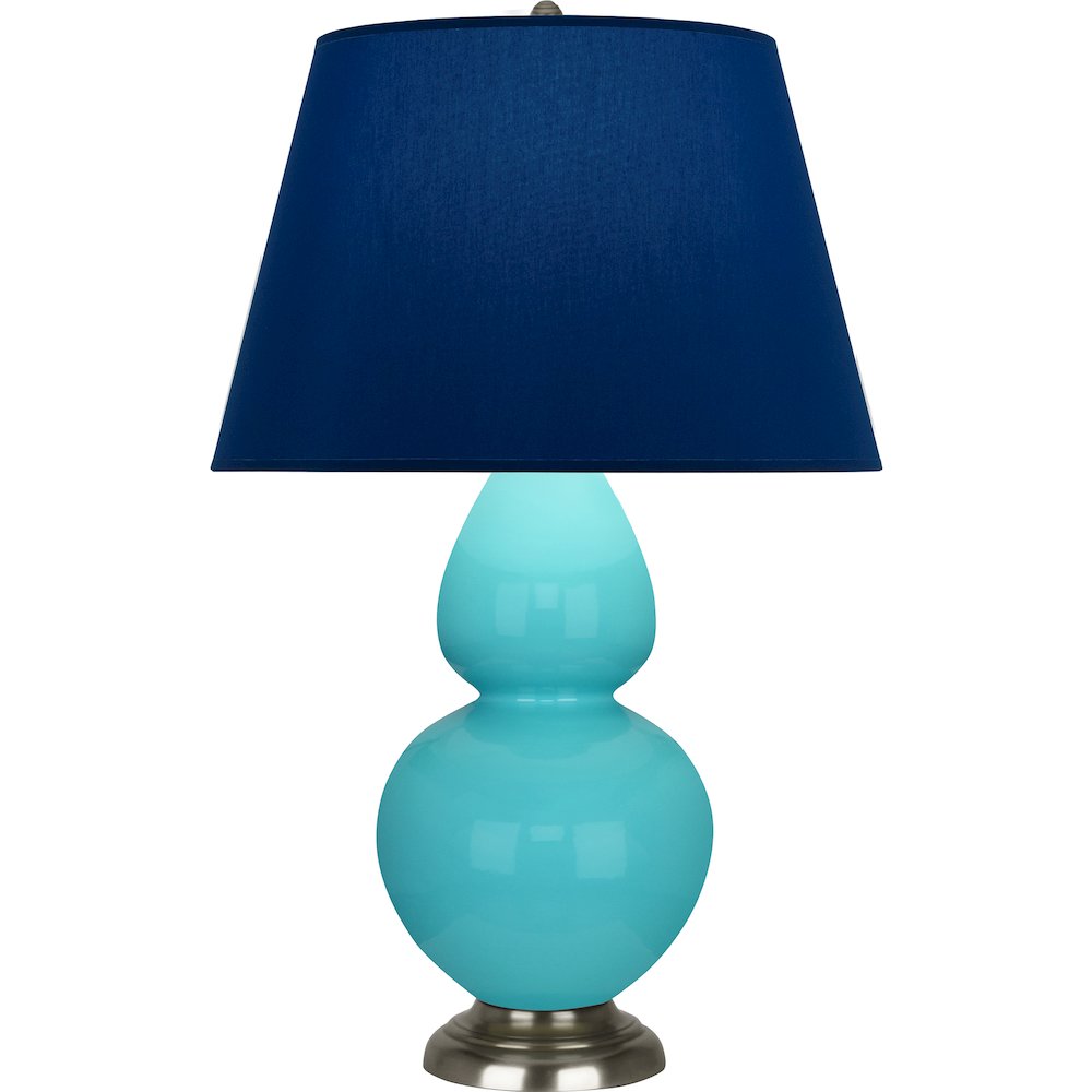 Egg Blue Double Gourd Table Lamp in Egg Blue Glazed Ceramic Color. Picture 1
