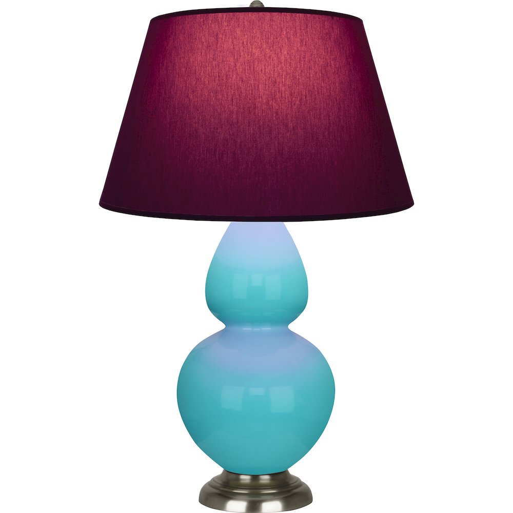 Egg Blue Double Gourd Table Lamp in Egg Blue Glazed Ceramic Color. Picture 1