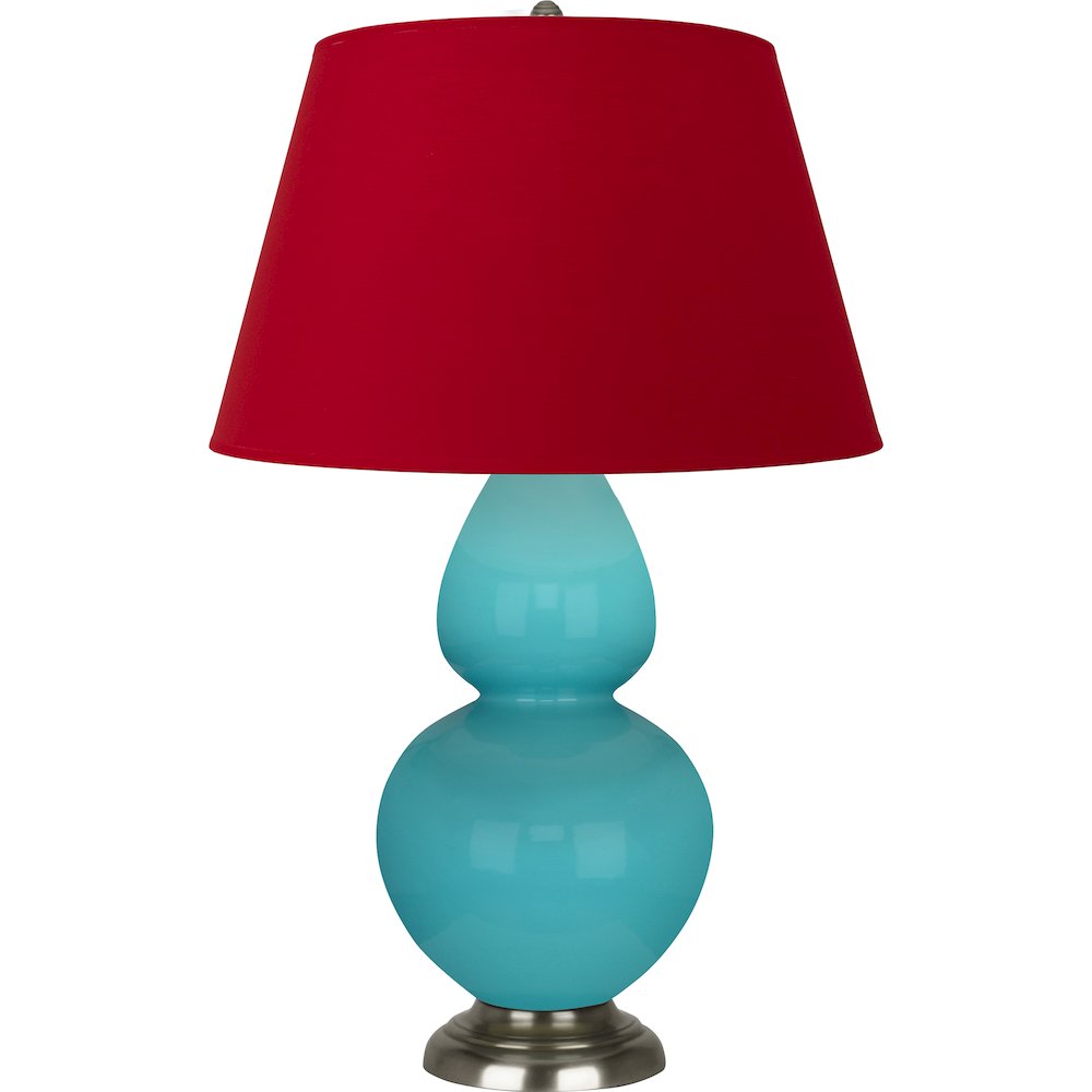 Egg Blue Double Gourd Table Lamp in Egg Blue Glazed Ceramic Color. Picture 1