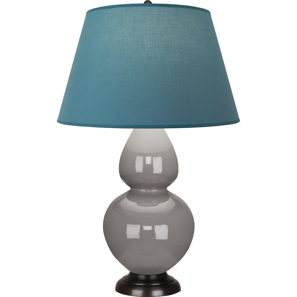 Smokey Taupe Double Gourd Table Lamp in Smokey Taupe Glazed Ceramic Color. Picture 1