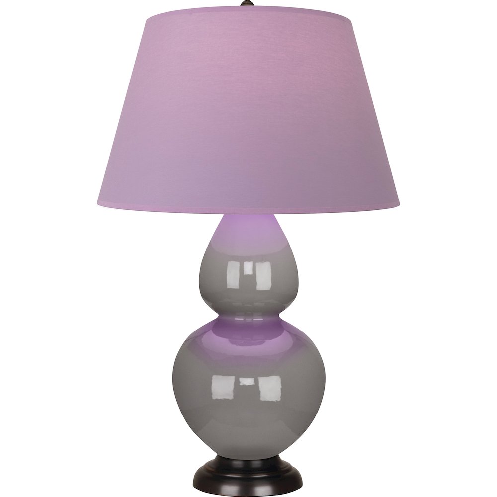Smokey Taupe Double Gourd Table Lamp in Smokey Taupe Glazed Ceramic Color. Picture 1