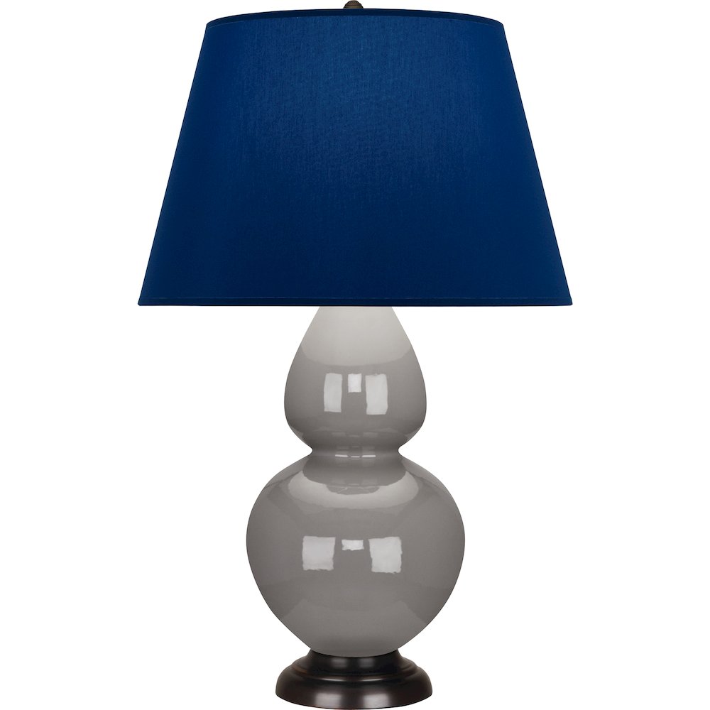Smokey Taupe Double Gourd Table Lamp in Smokey Taupe Glazed Ceramic Color. Picture 1