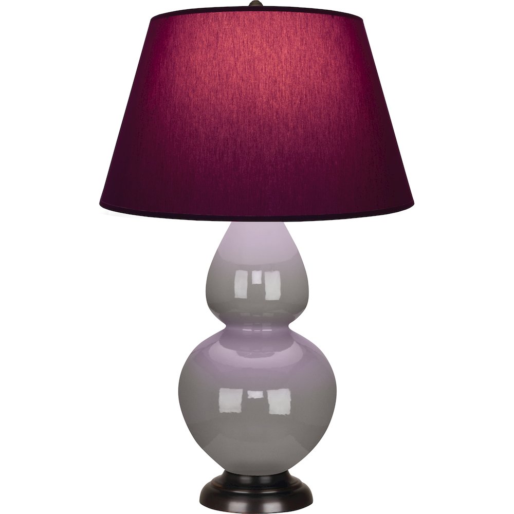 Smokey Taupe Double Gourd Table Lamp in Smokey Taupe Glazed Ceramic Color. Picture 1