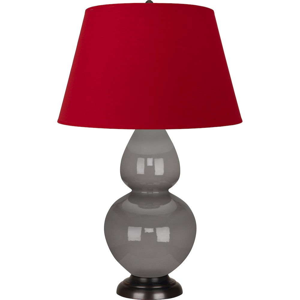 Smokey Taupe Double Gourd Table Lamp in Smokey Taupe Glazed Ceramic Color. Picture 1