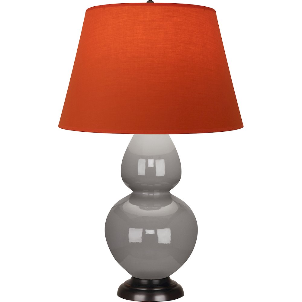 Smokey Taupe Double Gourd Table Lamp in Smokey Taupe Glazed Ceramic Color. Picture 1