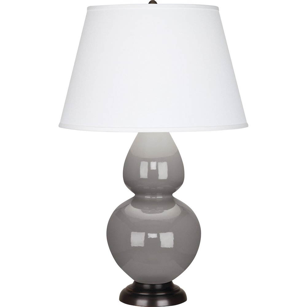 Smokey Taupe Double Gourd Table Lamp in Smokey Taupe Glazed Ceramic Color. Picture 1