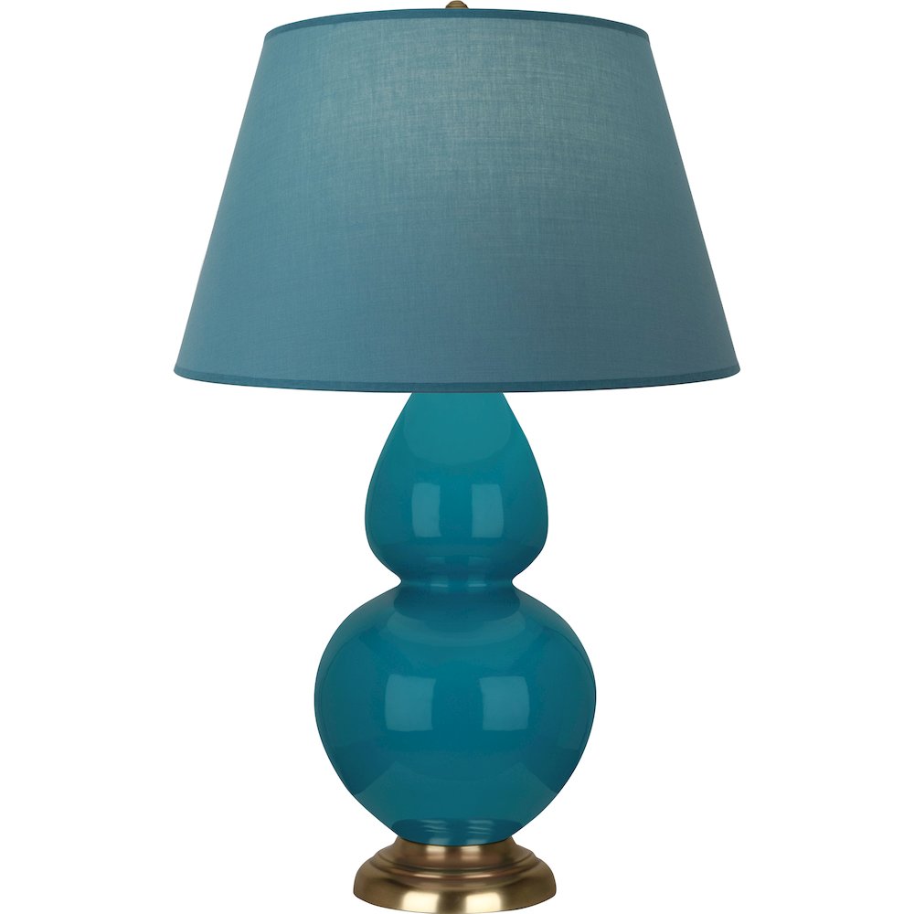 Peacock Double Gourd Table Lamp in Peacock Glazed Ceramic Color. Picture 1