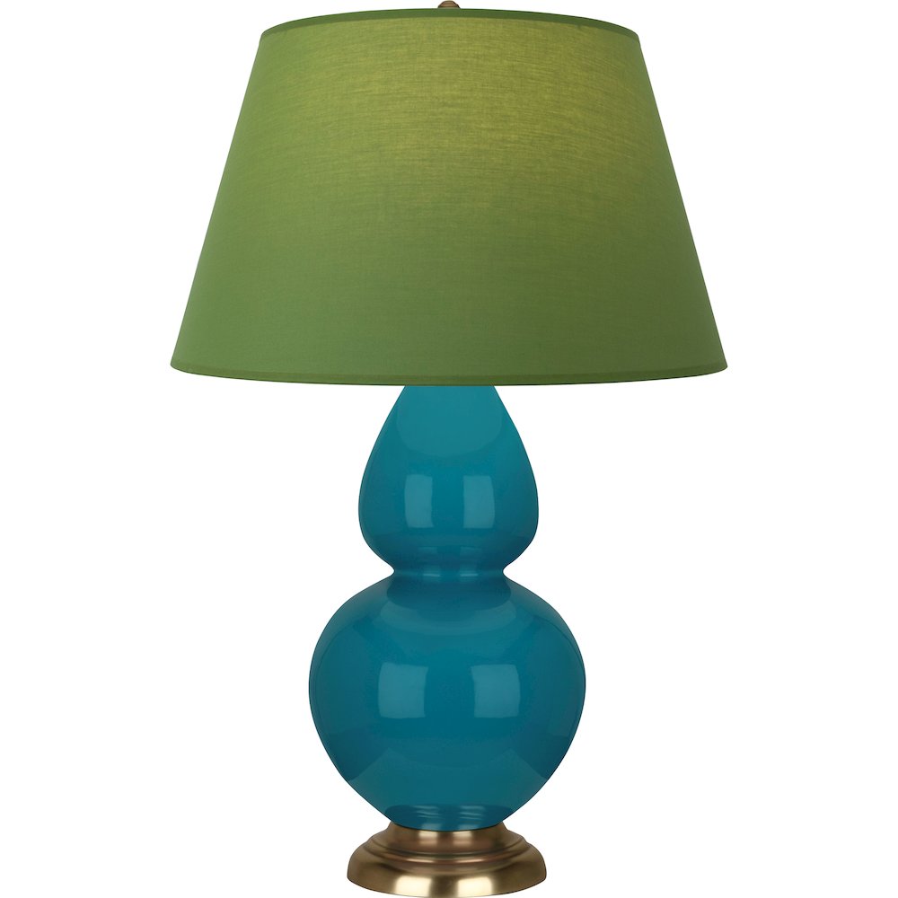 Peacock Double Gourd Table Lamp in Peacock Glazed Ceramic Color. Picture 1