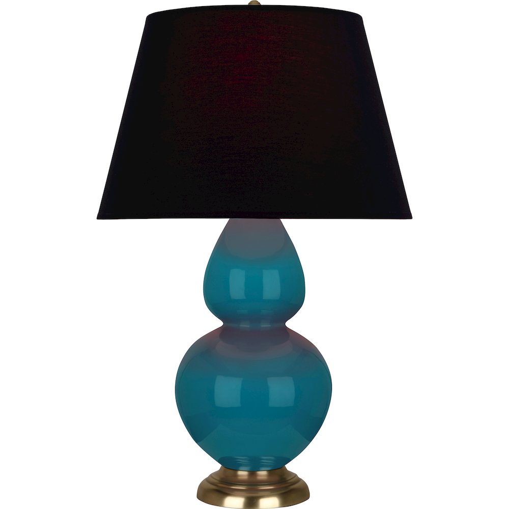 Peacock Double Gourd Table Lamp in Peacock Glazed Ceramic Color. Picture 1