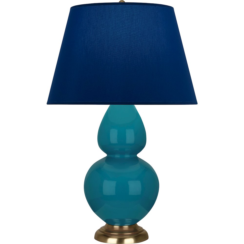 Peacock Double Gourd Table Lamp in Peacock Glazed Ceramic Color. Picture 1