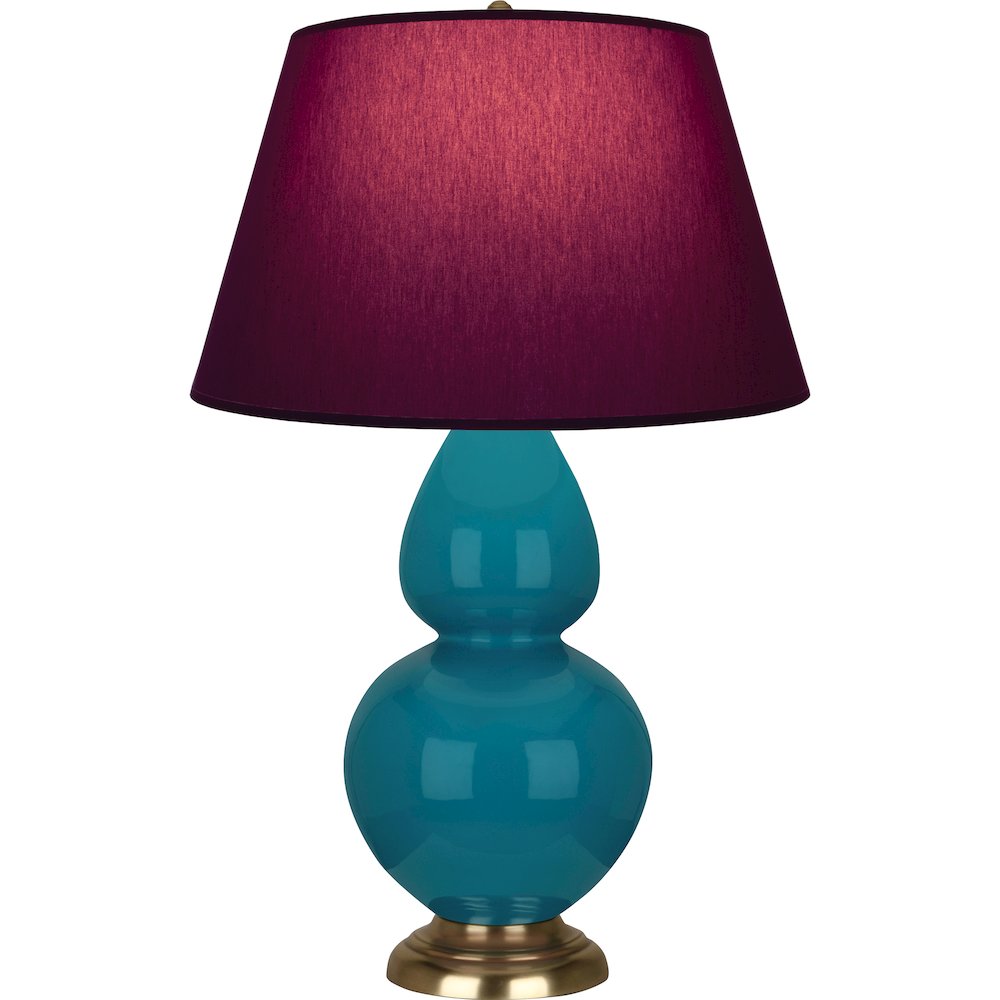Peacock Double Gourd Table Lamp in Peacock Glazed Ceramic Color. Picture 1