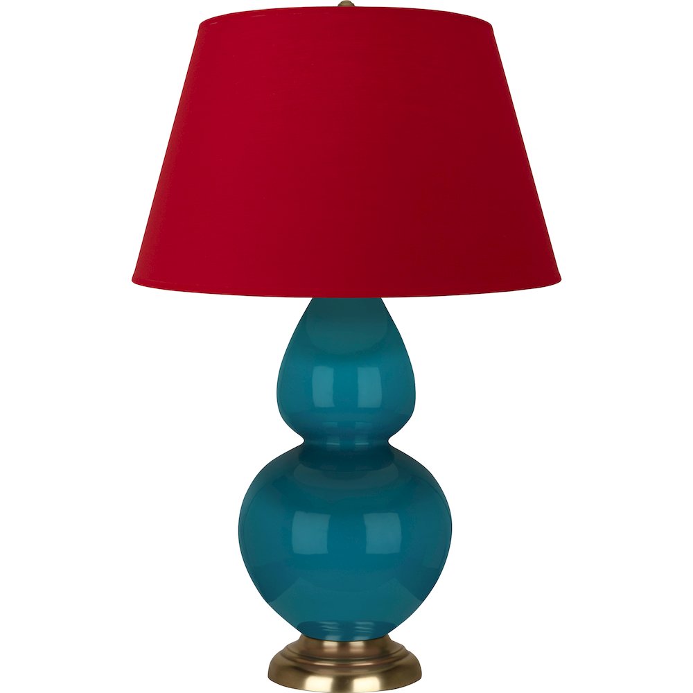 Peacock Double Gourd Table Lamp in Peacock Glazed Ceramic Color. Picture 1