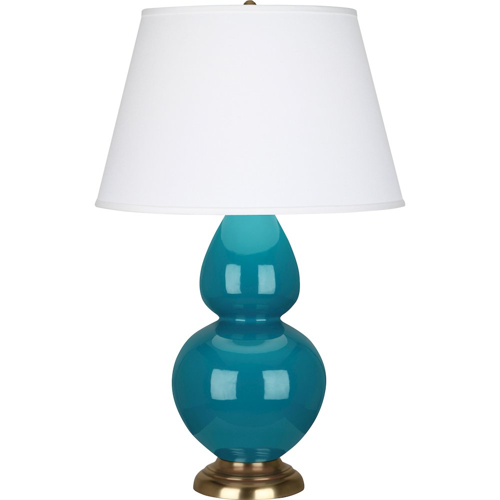 Peacock Double Gourd Table Lamp in Peacock Glazed Ceramic Color. Picture 1