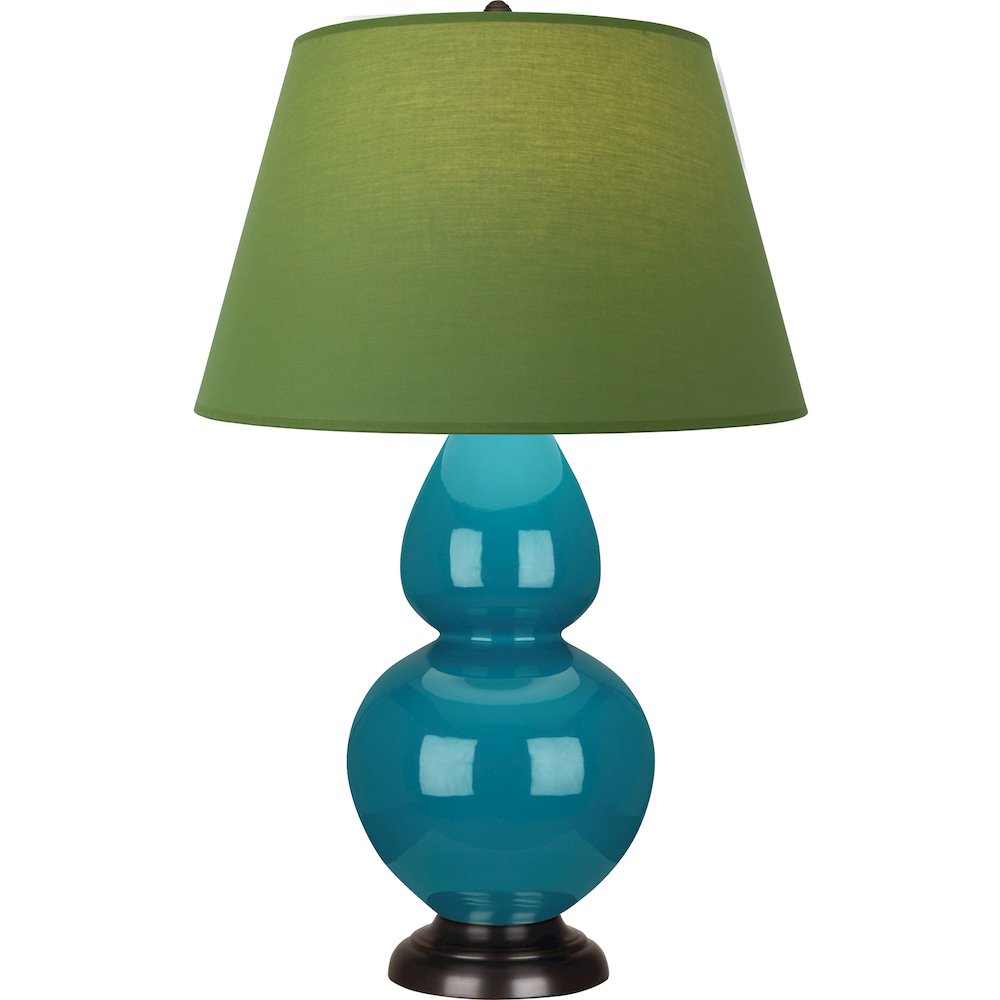Peacock Double Gourd Table Lamp in Peacock Glazed Ceramic Color. Picture 1