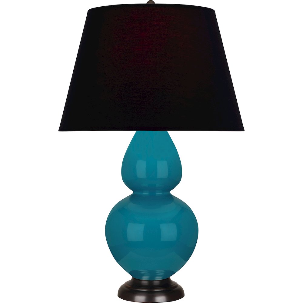 Peacock Double Gourd Table Lamp in Peacock Glazed Ceramic Color. Picture 1