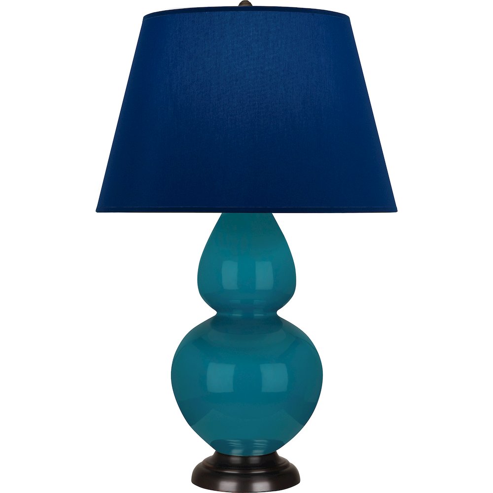 Peacock Double Gourd Table Lamp in Peacock Glazed Ceramic Color. Picture 1