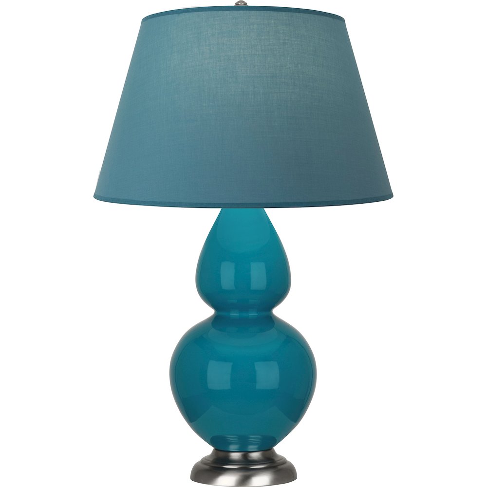 Peacock Double Gourd Table Lamp in Peacock Glazed Ceramic Color. Picture 1