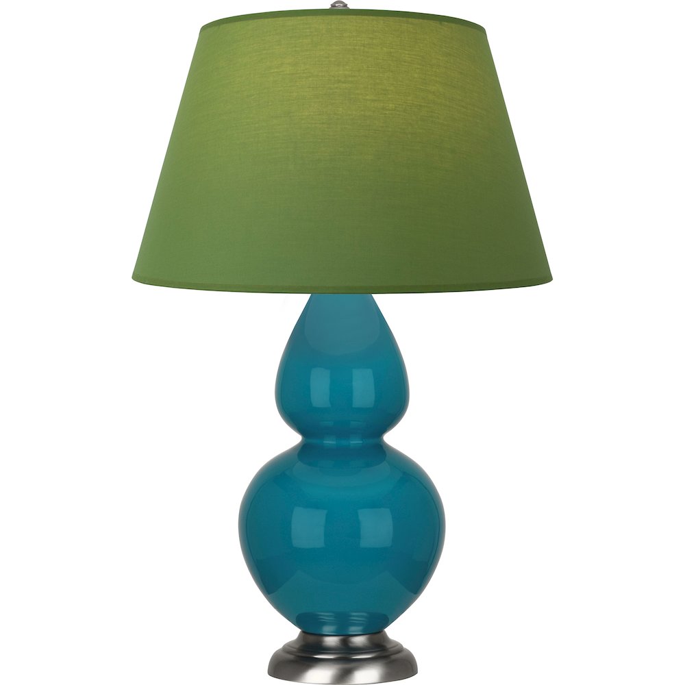 Peacock Double Gourd Table Lamp in Peacock Glazed Ceramic Color. Picture 1