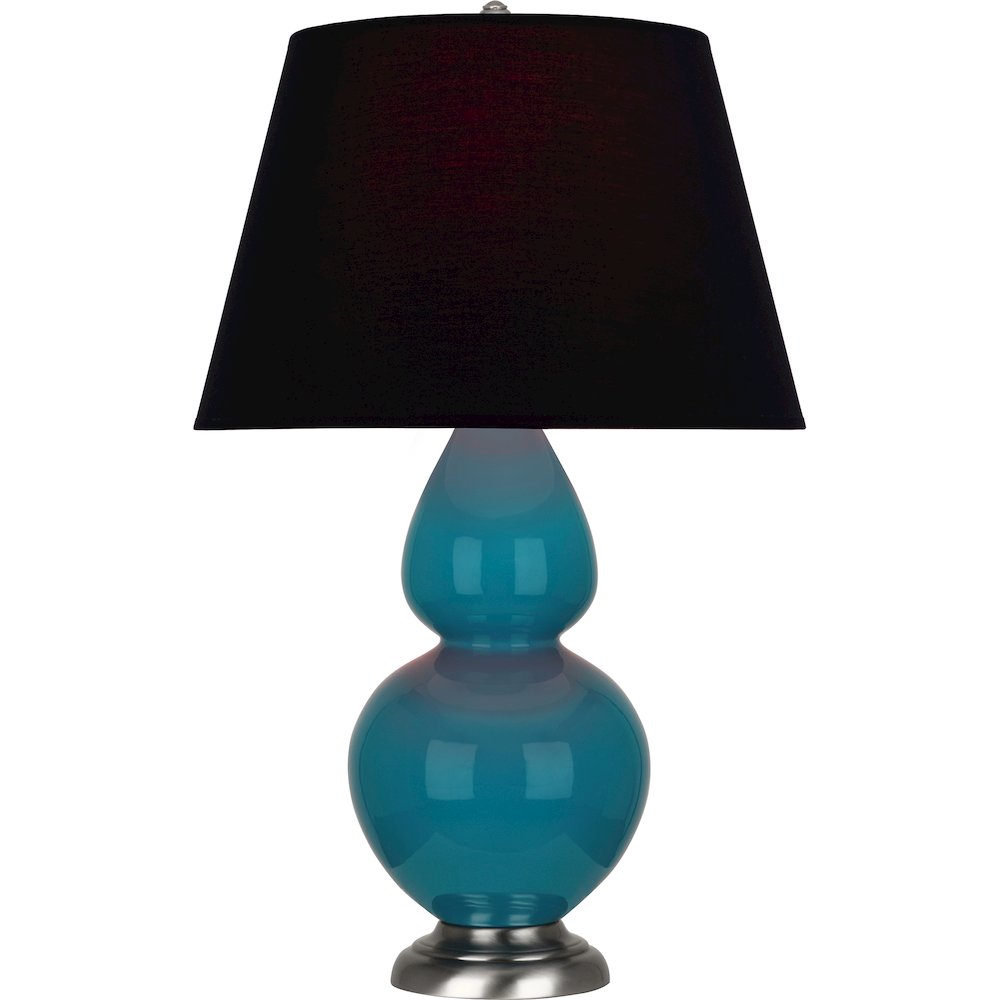 Peacock Double Gourd Table Lamp in Peacock Glazed Ceramic Color. Picture 1