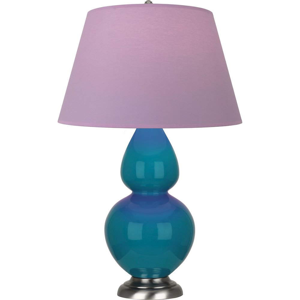 Peacock Double Gourd Table Lamp in Peacock Glazed Ceramic Color. Picture 1
