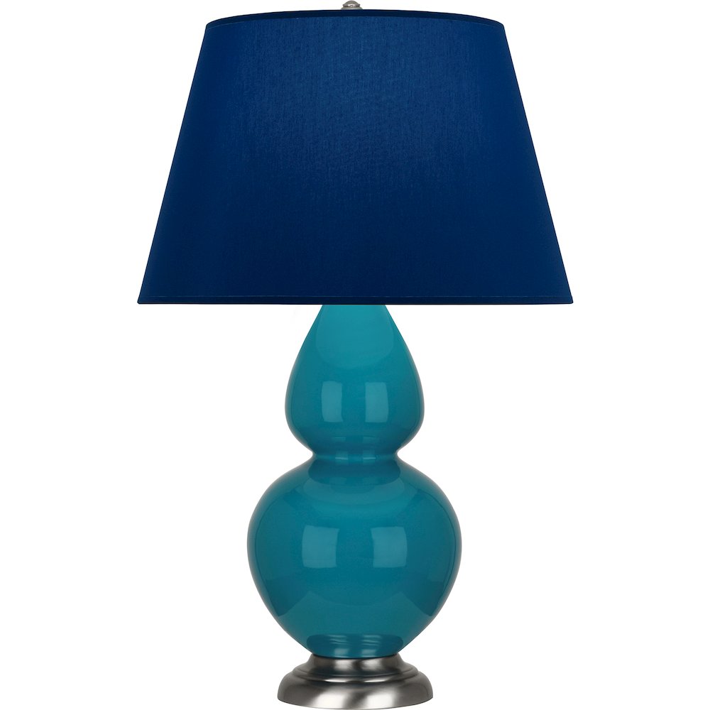 Peacock Double Gourd Table Lamp in Peacock Glazed Ceramic Color. Picture 1