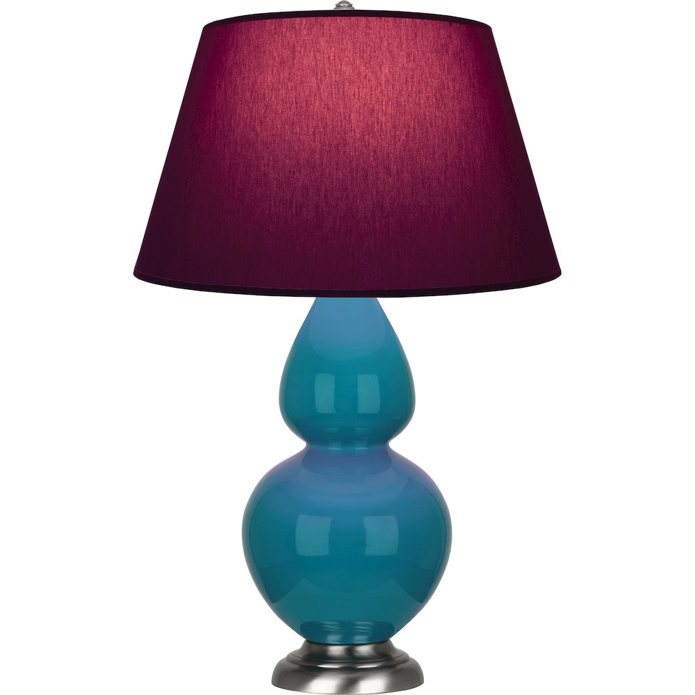 Peacock Double Gourd Table Lamp in Peacock Glazed Ceramic Color. Picture 1