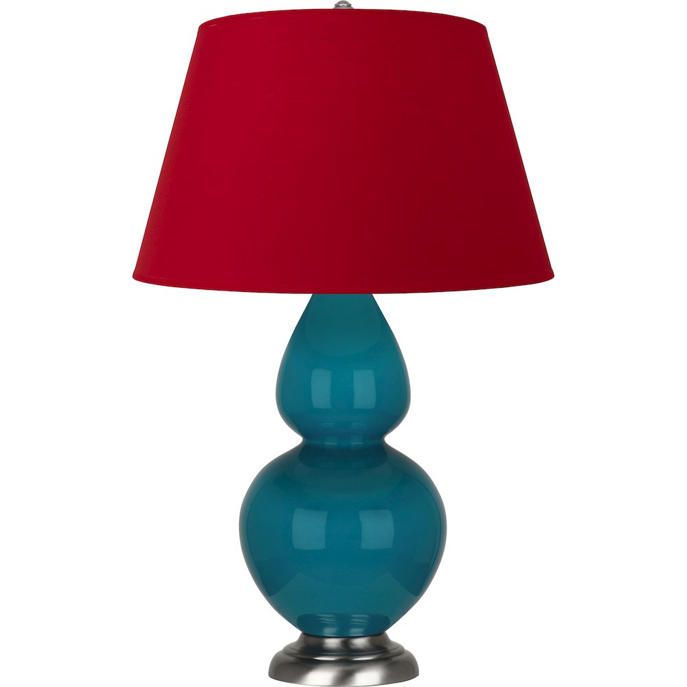 Peacock Double Gourd Table Lamp in Peacock Glazed Ceramic Color. Picture 1