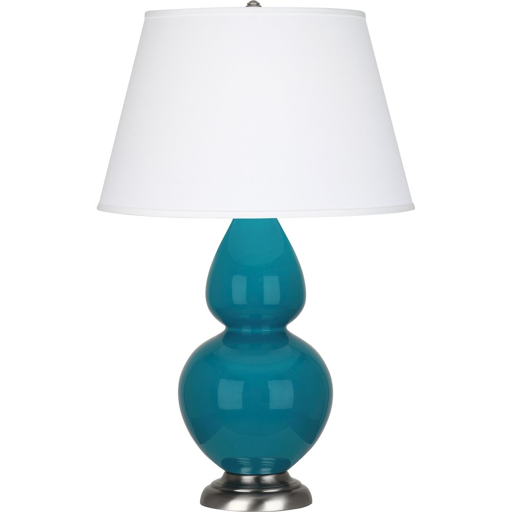 Peacock Double Gourd Table Lamp in Peacock Glazed Ceramic Color. Picture 1