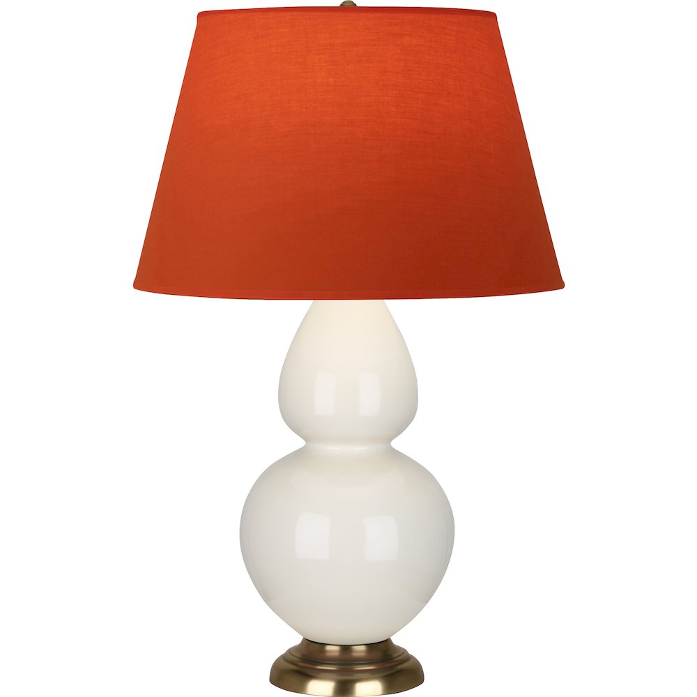 Bone Double Gourd Table Lamp in Bone Glazed Ceramic Color. Picture 1