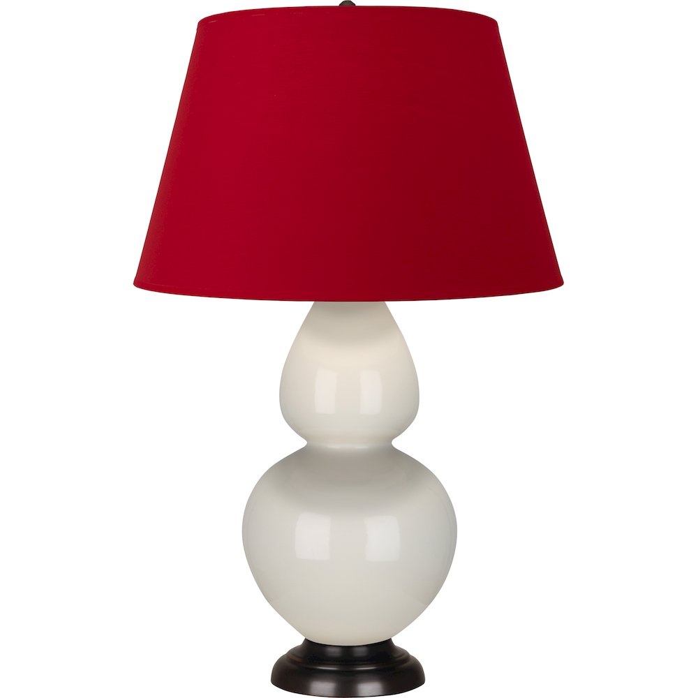 Bone Double Gourd Table Lamp in Bone Glazed Ceramic Color. Picture 1