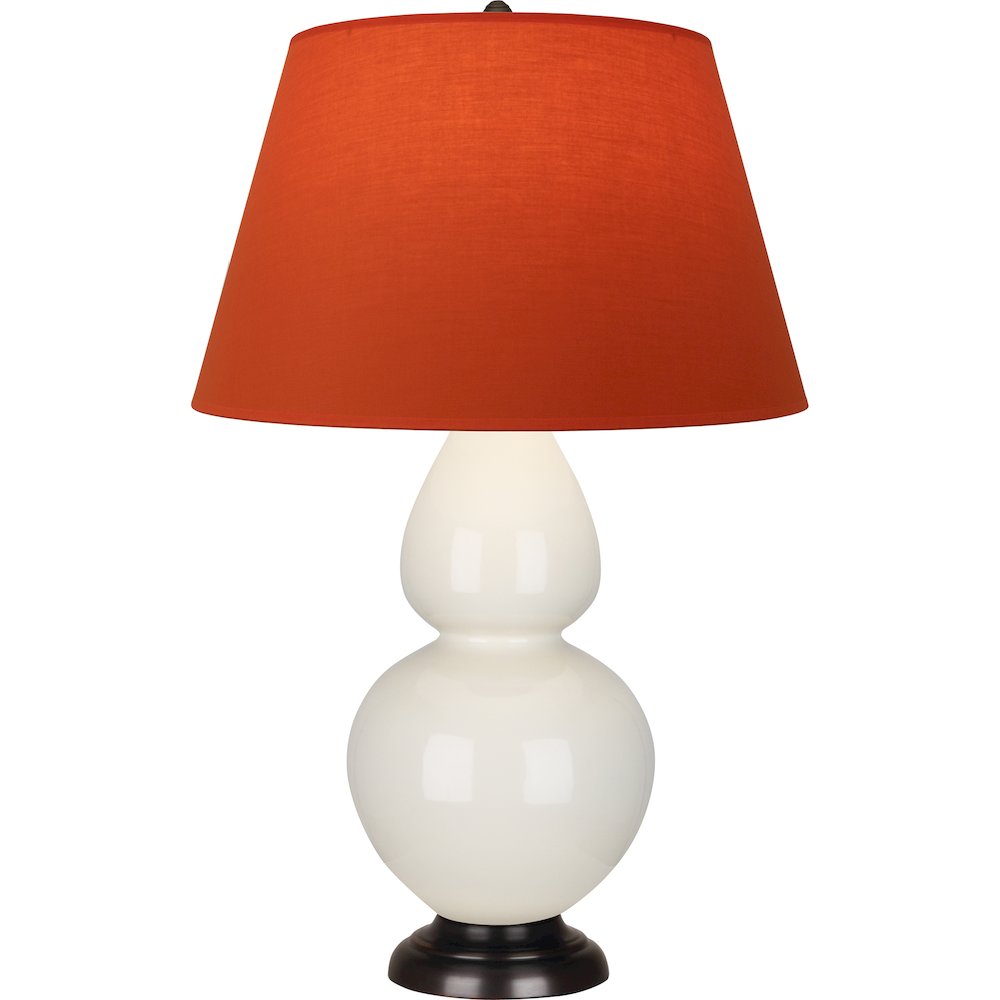 Bone Double Gourd Table Lamp in Bone Glazed Ceramic Color. Picture 1