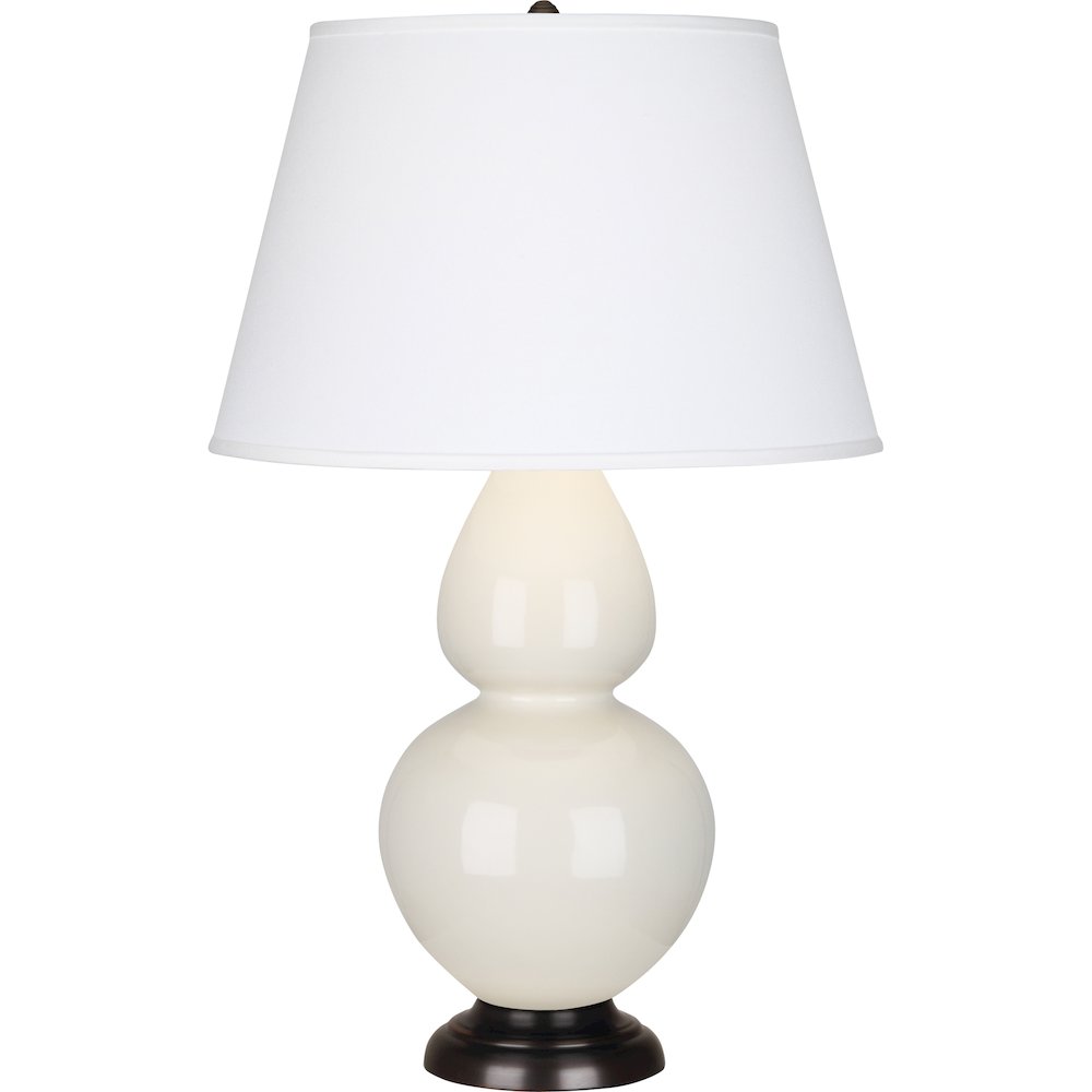 Bone Double Gourd Table Lamp in Bone Glazed Ceramic Color. Picture 1