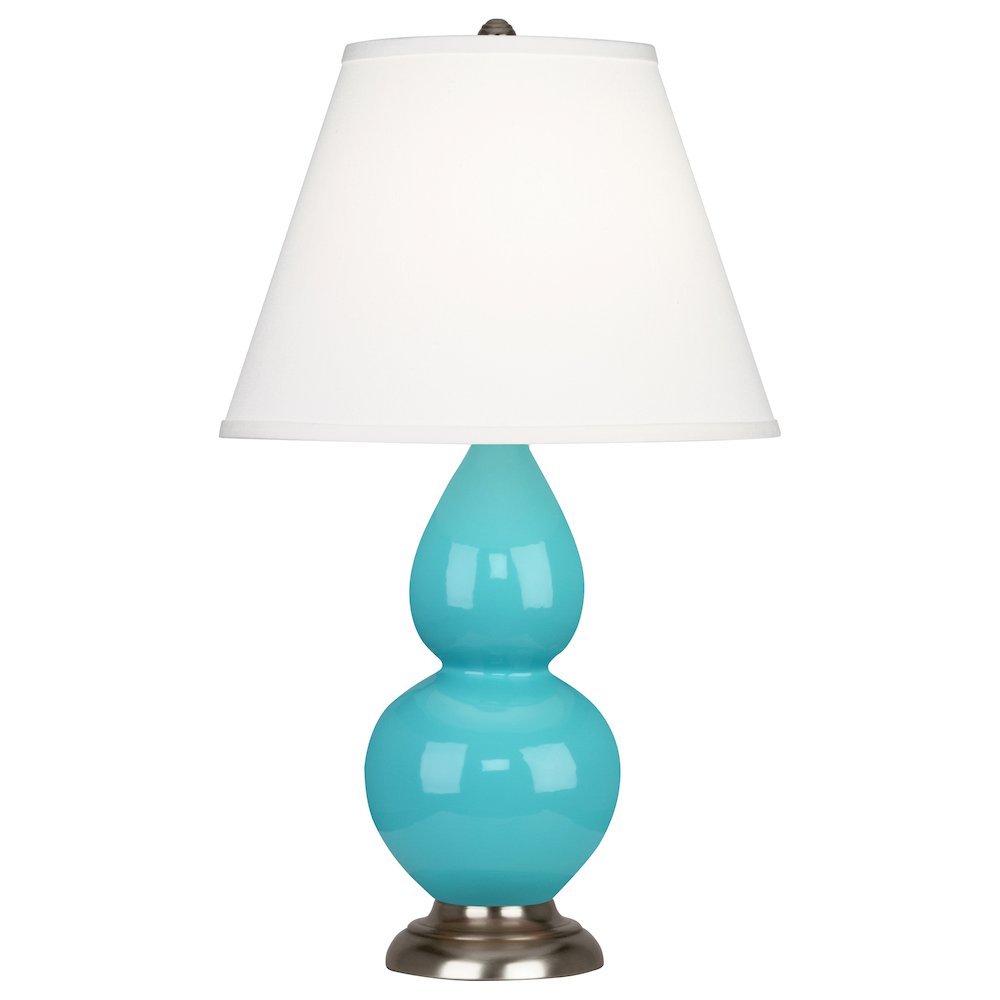 Egg Blue Small Double Gourd Accent Lamp in Egg Blue Glazed Ceramic Color. Picture 1