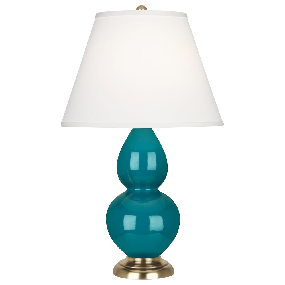 Peacock Small Double Gourd Accent Lamp in Peacock Glazed Ceramic Color. Picture 1