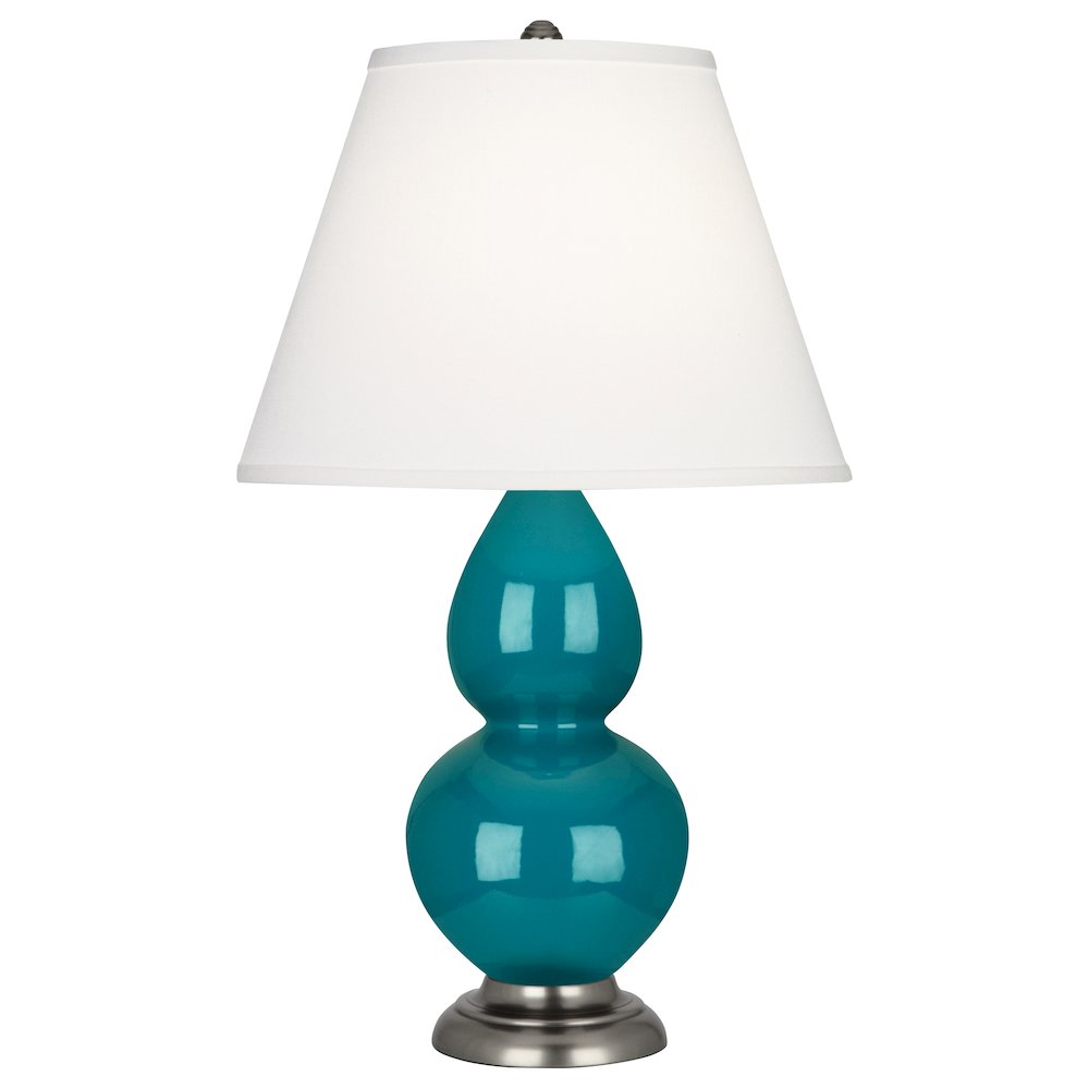 Peacock Small Double Gourd Accent Lamp in Peacock Glazed Ceramic Color. Picture 1