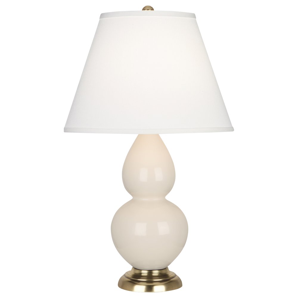 Bone Small Double Gourd Accent Lamp in Bone Glazed Ceramic Color. Picture 1
