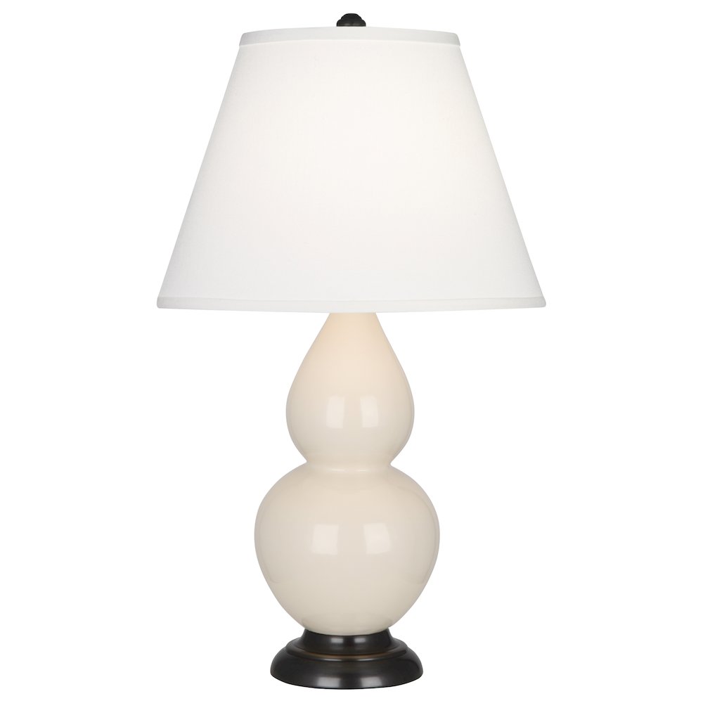 Bone Small Double Gourd Accent Lamp in Bone Glazed Ceramic Color. Picture 1