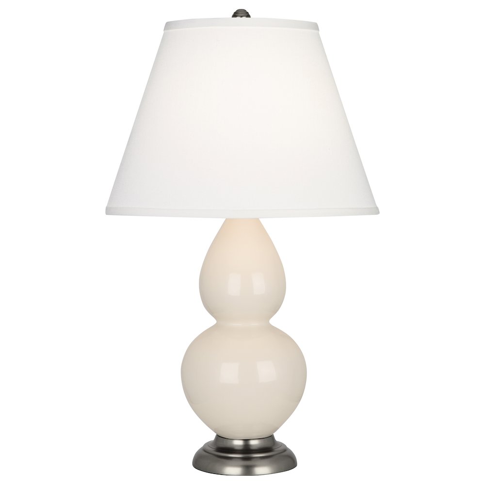 Bone Small Double Gourd Accent Lamp in Bone Glazed Ceramic Color. Picture 1