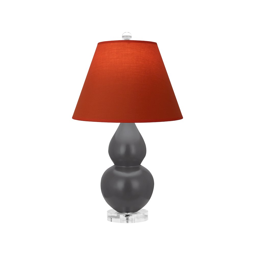 Matte Ash Small Double Gourd Accent Lamp in Matte Ash Glazed Ceramic Color. Picture 1